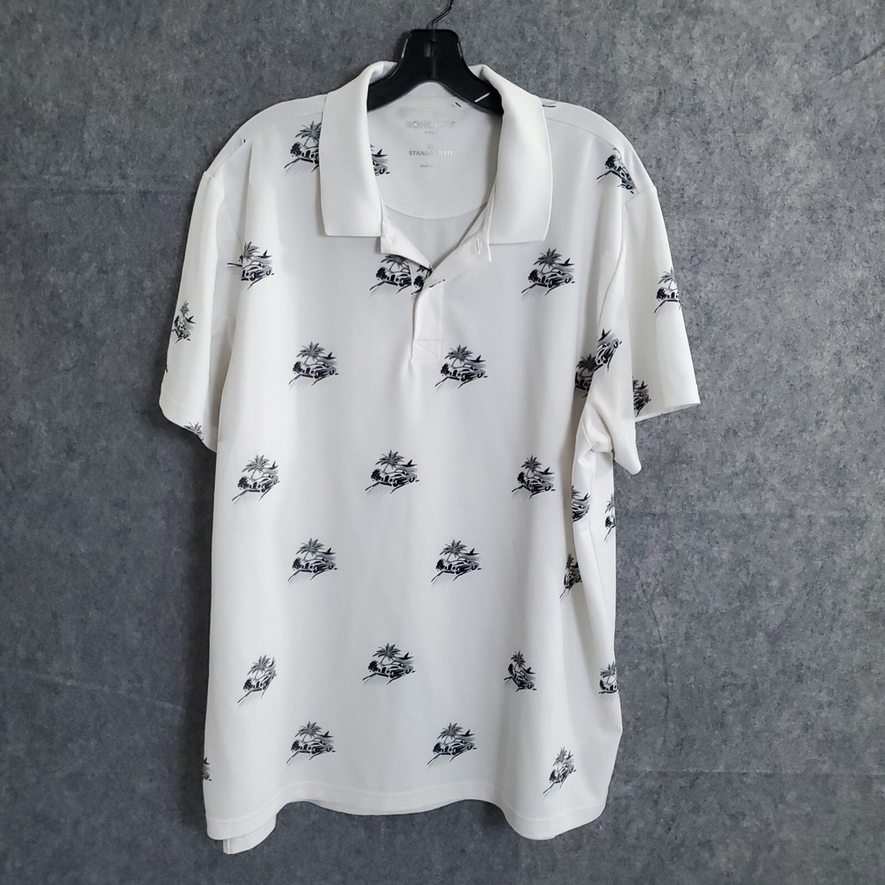 Bonobos Golf Shirt Men's XL  All Over Print Slim Fit Performance Polo Tee Time